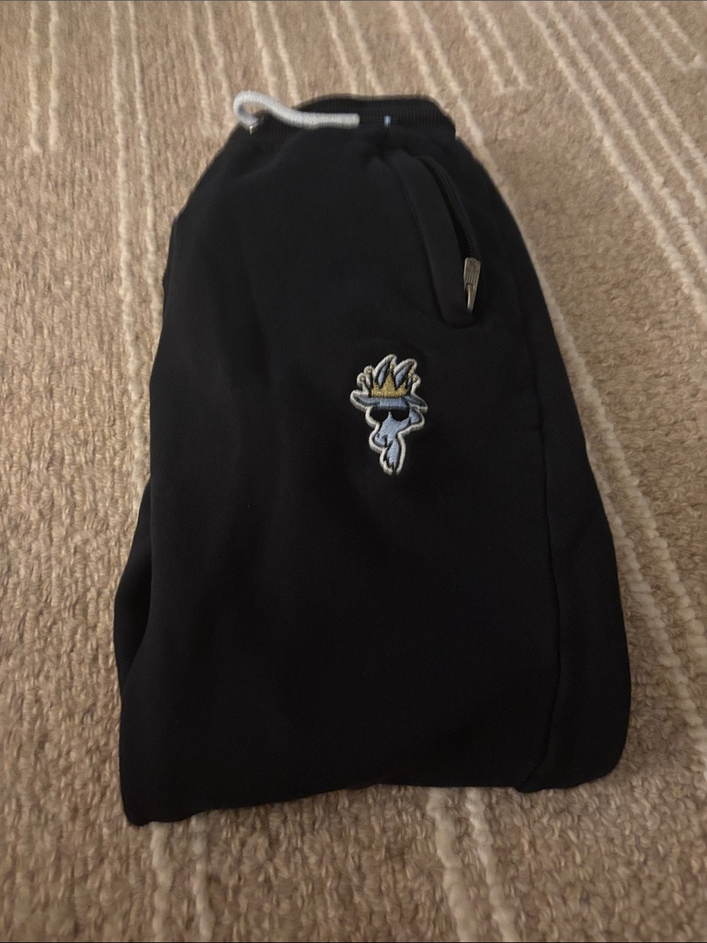 Kids Black Sweat Joggers with Embroidered Skull Patch